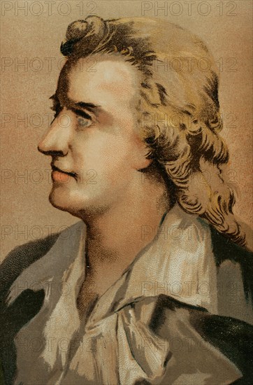 Friedrich Schiller (Johann Christoph Friedrich von Schiller) (1759-1805). German writer. Portrait. Chromolithography. ""Historia Universal"", by Cesar Cantu. Volume IX, 1881.