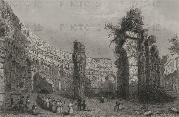 Colosseum of Rome. "Historia Universal", by César Cantú. Volume II, 1854.