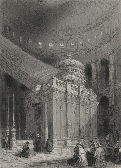 History of Israel. Jerusalem. Holy Sepulchre. Engraving. "Historia Universal", by César Cantú). Volume III, 1855.