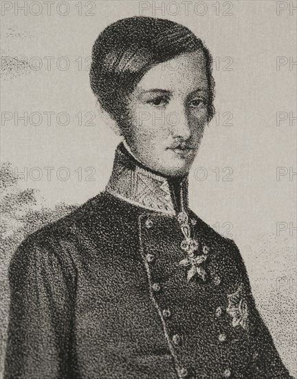 Francis V (1819-1875). Duke of Modena and Reggio (1846-1859). Portrait. Drawing by Valdivieso. Lithography by Martinez. Detail. ""Reyes Contemporaneos"" (Contemporary Kings). Volume II. Published in Madrid, 1852.