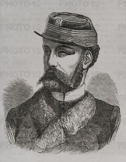 Prince Robert (Robert d'Orleans) (1840-1910). Duke of Chartres. Orleanist pretender to the French throne. Grandson of King Louis Philippe I of France. Portrait. Engraving. ""Historia de la Guerra de Francia y Prusia"" (History of the War between France and Prussia). Volume II. Published in Barcelona, 1871.