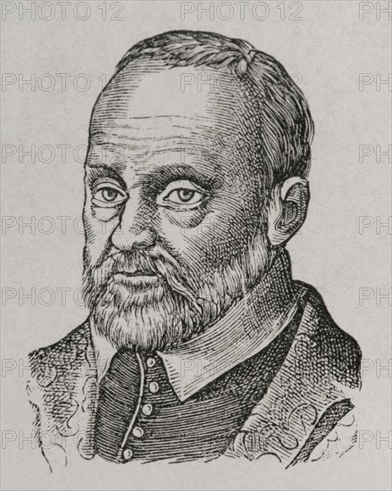 Guy du Faur de Pibrac (1529-1584). French lawyer and judge, diplomat and poet. Portrait. Engraving. Sciences & Lettres au Moyen Age et a l'epoque de la Renaissance. Paris, 1877.