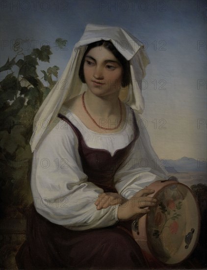 Alexander Heubel (1813-1847). Latvian painter. Italian Woman from Albano, 1840s. Oil on canvas (66,5 x 86,5 cm). Latvian National Museum of Art. Riga, Latvia.