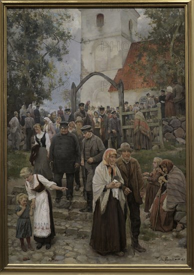 Janis Rozentals (1866-1916). Latvian painter. Coming from Church (After the Service), 1894. Oil on canvas (175 x 103 cm). Latvian National Museum of Art. Riga, Latvia.