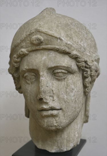 Athena. Head of a marble statue. 2nd century AD. From the ancient city of Philippi, Greece. National Archaeological Museum. Sofia. Bulgaria.