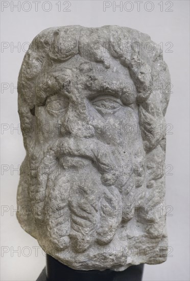 Zeus. Head of a marble statue. Second half of the 2nd century AD. From Gigen (Ulpia Oescus), Pleven region, Bulgaria. National Archaeological Museum. Sofia. Bulgaria.