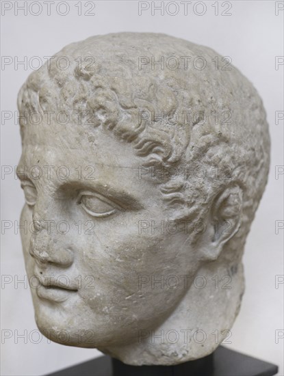 Head of Hermes. Probably a bigger part of a slab with face in high relief. 2nd century AD. From Serdica. National Archaeological Museum. Sofia. Bulgaria.