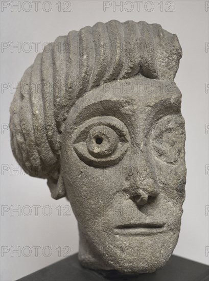 Head with male portrait. Limestone. Second half oh the 6th century AD. From Obzor, Burgas region, Bulgaria. National Archaeological Museum. Sofia. Bulgaria.