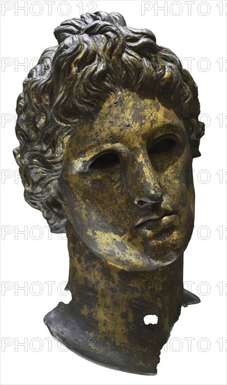 Head from a statue of Apollo. Bronze. 2nd-3rd centuries AD. From Serdica (Sofia), Bulgaria. National Archaeological Museum. Sofia. Bulgaria.