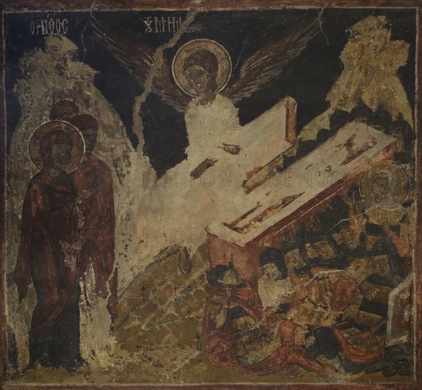 Scene from the Christological Cycle. Wall painting from the Church of St. George Mali, built in the 17th century on the southern shore of the ancient Nesebur, demolished in 1946. Mesambria (Nesebur), Burgas region, Bulgaria. National Archaeological Museum. Sofia. Bulgaria.