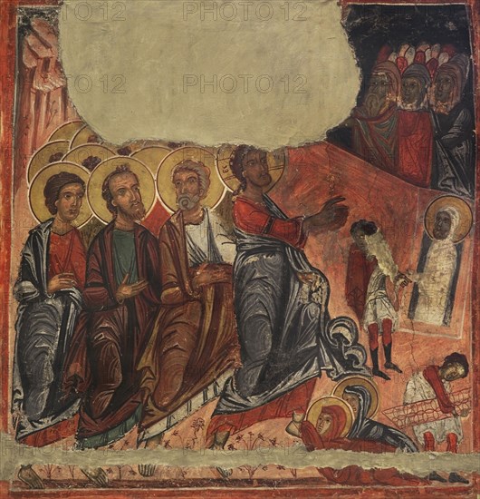 The Raising of Lazarus. Mural painting. From the Church of St. Petka. Krapets, Pernik region, Bulgaria. 17th century. National Archaeological Museum. Sofia. Bulgaria.