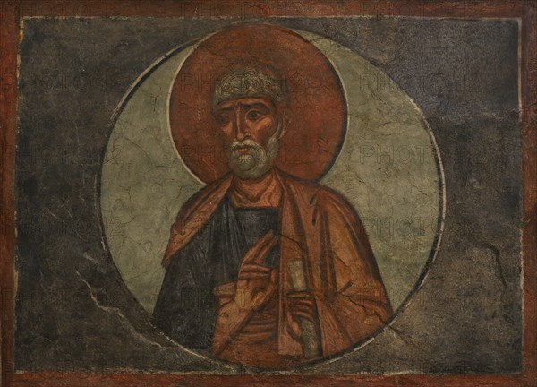 St. Peter. Wall painting. From the Church of St. Nicholas. 14th century. Kalotina, Sofia region, Bulgaria. National Archeological Museum. Sofia. Bulgaria.