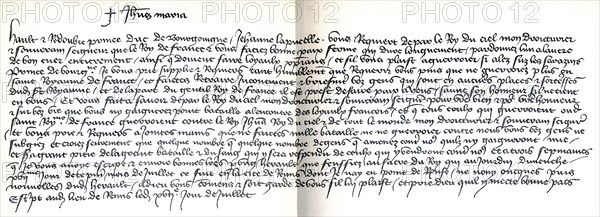 This letter was written at Reims, France, to the Duke of Burgoyne, on the day Charles VII was crowned king of France‚ÄîJuly 17, 1429. It is now housed in the Archives in Lille. The signature is Joan of Arc's. The words are hers, but written by someone for her. In the letter, Joan urges the duke to make his peace with the king.