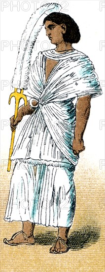 This figure of an ancient Egyptian represents a royal fanbearer. The illustration dates to 1882.