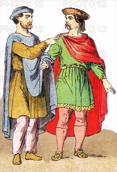 The figures pictured here are two Frankish citizens who hold some rank. Franks were members of the Germanic nation or coalition that conquered Gaul (present-day France) in the 6th century. .