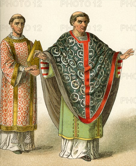 The costumes depicted here represent the garb worn around A.D. 900 by a ...