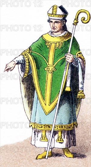 The figure here is a German Bishop bishop round 1100. The Illustration dates to 1882. .