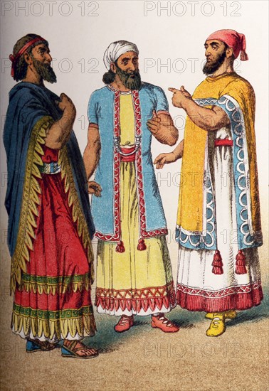 The figures illustrated here are three Hebrew figures from the ancient Middle East. The illsutration dates to 1882.