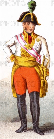 The figure pictured here represents an Austrian Field Marshal 1809. The illustration dates to 1882.