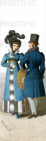 Pictured here are a German lady and gentleman in 1814. The illustration dates to 1882.