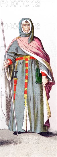 The figure pictured here represents an English member of a court martial in the court of Henry VI. The illustration dates to 1882.