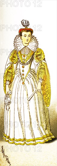 The figure represented here is Margareth of Lorraine, duchess of Alencon. The illustration dates to 1882.