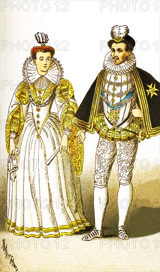 The figures represented here are Margareth of Lorraine and Henry III (died 1589). The illustration dates to 1882.