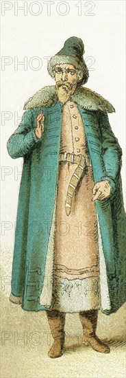 The Slavonic figure pictured here date to 1500. He is a Russian merchant, also known as a Slavonic (Slavic) merchant. Slavs lived chiefly in eastern and southeastern Europe. The illustration dates to 1882.