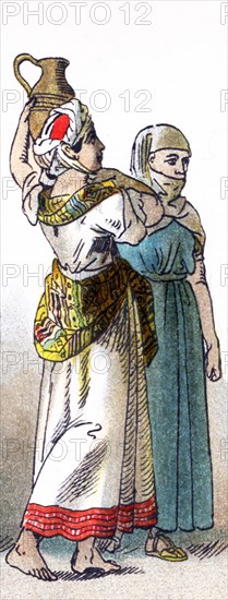 These figures represent two women Moors in 1500. The illustration dates to 1882.