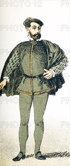 The figure pictured here represents an Italian of rank around 1500 A.D. The illustration dates to 1882. .