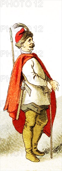 The figure shown here represents a Polish man in the 1600s. The illustration dates to 1882.