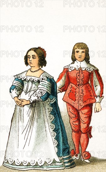 The figures represented here are the children of Henrietta Maria, Consort of Charles I, daughter of Charles I, and son of Charles I, Charles I was king of England, Scotland, and Ireland from 1625 until his execution in 1649. He was a Stuart and the second son of James VI of Scotland. The illustration dates to 1882.