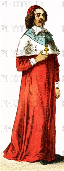 The Figures represented here is the French Cardinal Mazarin, who lived in the 17th century. The illustration dates to 1882.