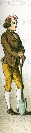 The figure picture here is a German peasant in 1700. TThis illustration dates to 1882.