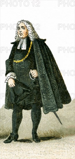 The figure pictured here is a German Magistrate in 1700. This illustration dates to 1882.