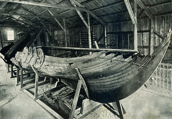 The Gokstad ship was built around 890 AD, at the height of the Viking period. It was a fast and flexible ship that was suitable for voyages on the high seas. A large burial mound called 'the king's mound' was situated at the farm of Gokstad in Sandefjord municipality of Norway. In autumn 1879 the two teenage sons on the farm were bored and started to dig into the mound. A ship was said to lie in the burial mound, and it was this that the boys found. .