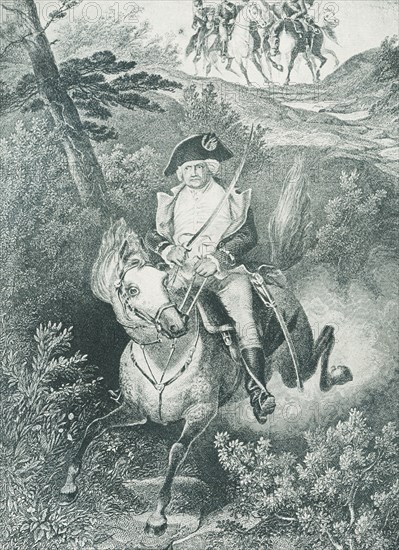 Putnam's escape at Horse Neck. During the Revolutionary War, at the Battle of Horse Neck, General Israel Putnam made a daring escape (seen here) from the British on February 26, 1779. Although British forces pillaged the town, Putnam was able to warn Stamford. The general's tricorn hat, with a bullet hole piercing its side, is displayed at ""Putnam's cottage"", the tavern belonging to Israel Knapp, where Putnam stayed the night before his famous ride.