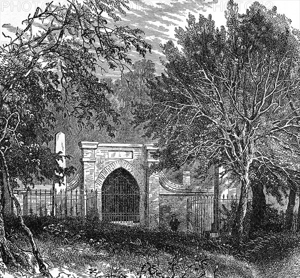 George Washington died on December 14, 1799, at the age of 68. He was buried in his family vault at Mount Vernon. A tomb was later built between 1831 and 1837. The illustration shows the site in the 1800s.