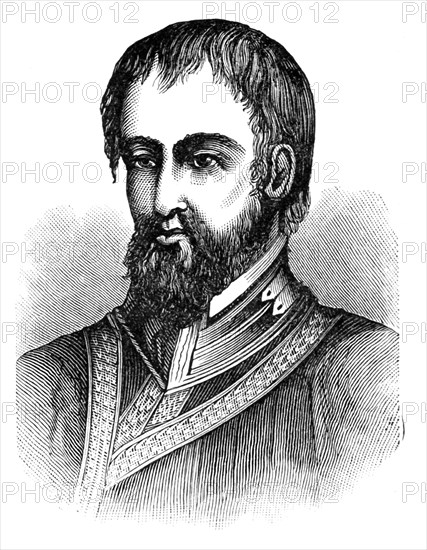 Hernando De Soto (c. 1500-1542) was a Spanish conquistador. He explored the southeastern United States (present-day Florida to Tennessee to Oklahoma) searching unsuccessfully for treasure. He and his men most likely were the first white men to see the Mississippi River, and he is buried in its waters.