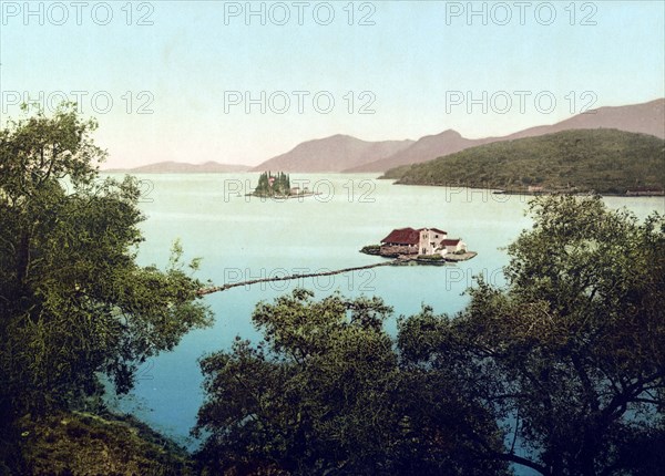 Monastery island of Vlacherna and behind it the mouse island.