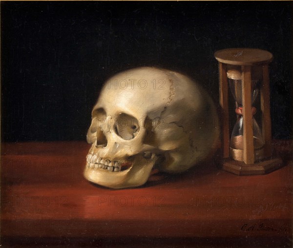 Skull and hourglass.