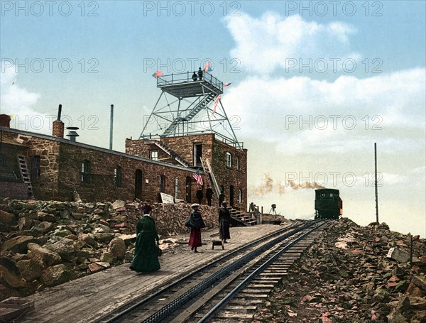 The summit of Pike's Peak with railway station.