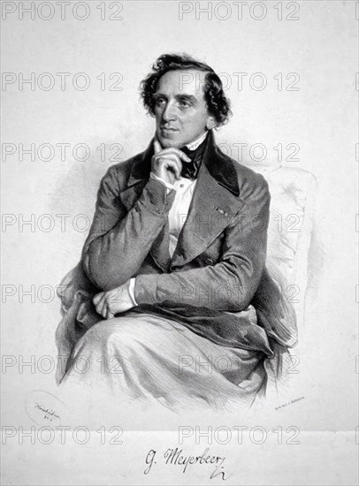 Giacomo Meyerbeer, actually Jakob Liebmann Meyer Beer (5 September 1791 - 2 May 1864), was a German pianist, composer and conductor. He was one of the most successful opera composers of the 19th century and is considered a master of the French grand opera, Historic, digitally restored reproduction from an original of the period..