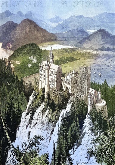 Construction site of Neuschwanstein Castle.