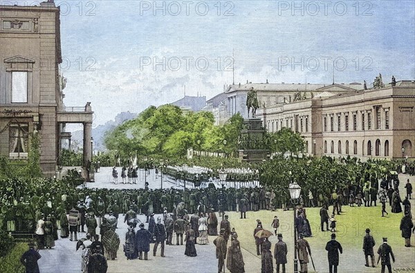 Flag parade at the imperial palace in Berlin.