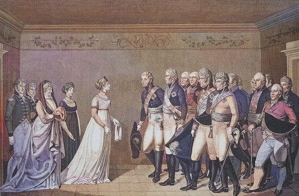 Meeting of Queen Louise with Emperor Alexander I Pavlovich Romanov.