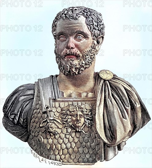 Ancient Marble Bust of Lucius Septimius Severus Pertinax.