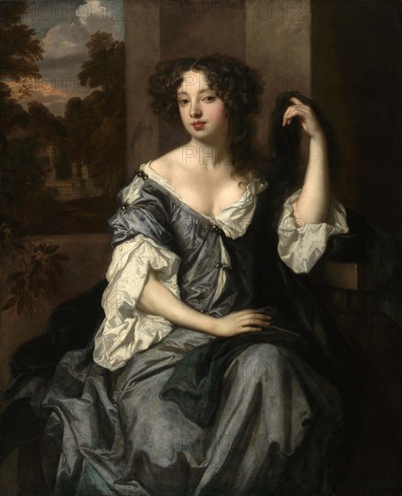 Louise Renee de Penancoet de Kerouaille, Duchess of Portsmouth (1649 to 1734), was one of the mistresses of Charles II of England and lady-in-waiting to Henrietta Anne Stuart, Duchess of Orleans, Historical, digitally restored reproduction from an original of the period.