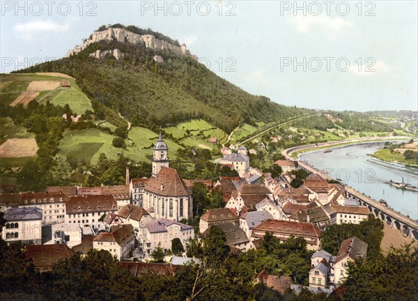 Koenigstein with castle and Elbe