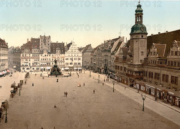 Market square and town hall of Leipzig in Saxony